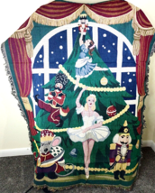 Nutcracker Suite Tapestry Throw 50x60 in Ballet Christmas Tree Ballerina Fringe - £25.63 GBP