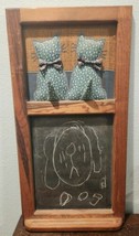 Wall Decor 2 Quilted Cats on Wooden Frame Burlap Backdrop Chalkboard 24&quot; x 12.5&quot; - £25.64 GBP