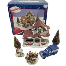 Snowflake Falls Sweet Shoppe Lighted Christmas Village 7 Pc Set 2002 Brass Key - £24.93 GBP