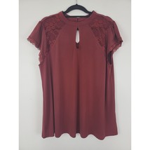 Torrid Blouse 2x Womens Plus Size Cap Sleeve Lace Red Keyhole Front Back Top - £17.81 GBP