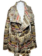 Cowgirl Justice Cardigan Sweater Women&#39;s Small Brown Aztec Belted Wester... - £20.29 GBP