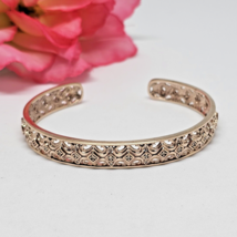 HENG NGAI Rose Gold Over Sterling Silver Diamond Cuff Bracelet 925 Vermeil - £52.28 GBP