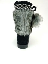 FabKids Girls Faux Fur Pom Pom Bow Black Winter Boots Size 12 - £20.08 GBP
