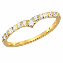 10kt Yellow Gold Womens Round Diamond Chevron Stackable Band Ring 1/4 Cttw - £291.63 GBP