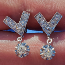 Earth mined Diamond Art Deco Statement Earrings Antique Platinum Dangles... - $6,170.25