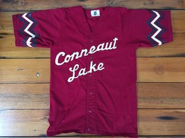 Vtg 50s Medalist Sand Knit Conneaut Lake PA Red Chevron Baseball Jersey Shirt 38 - £157.11 GBP