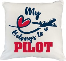 My Heart Belongs To A Pilot Cute Pillow Cover For A Pilot&#39;s Wife, Flight Attenda - £19.49 GBP+