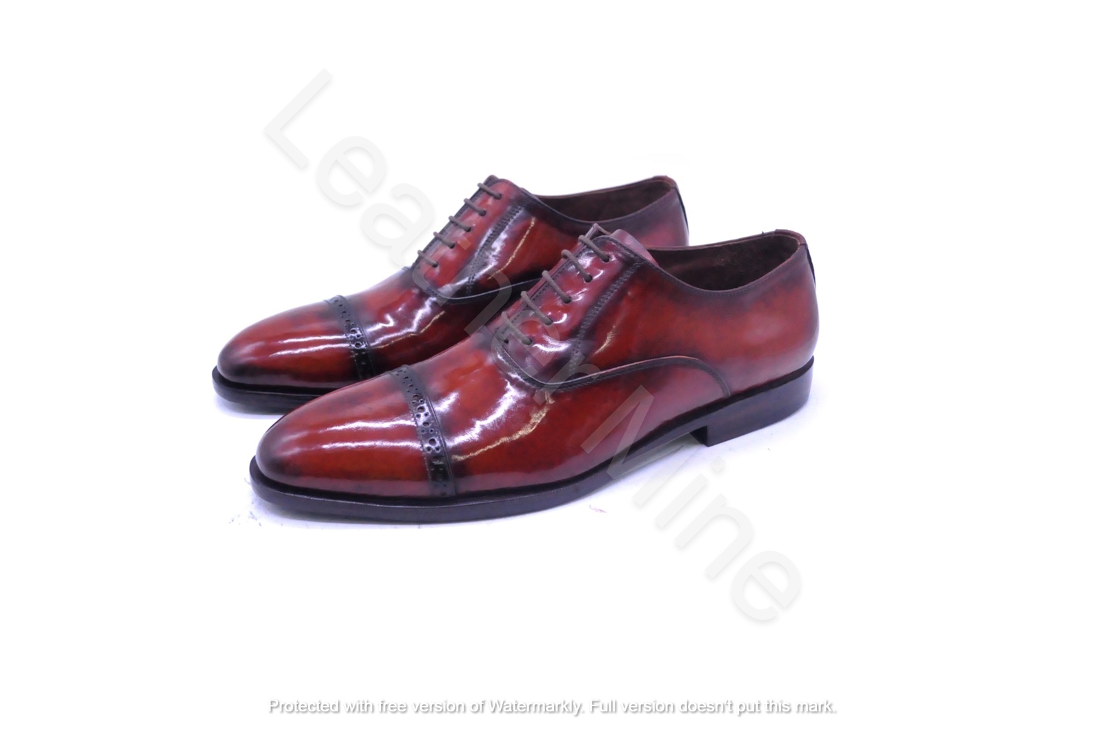 Handmade Men's Red Patina Leather Oxfords Shoes, Custom Made Dress Shoes