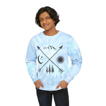 Unisex Tie-Dye Sweatshirt | Boho Mountain Moon Sun Forest Symbol Design | Spirit - £46.81 GBP+