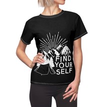 Women&#39;s Artistic Outdoorsy Nature Tee: Black and White Tent in Mountains &#39;Find Y - £26.34 GBP+