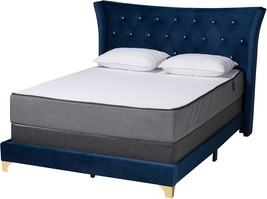 Queen, Navy Blue Baxton Studio Easton Bed (Box Spring Required). - £117.38 GBP