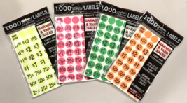 LOT Sunburst Systems Garage Sale Sticker Labels 4,000 Total DIFFERENT CO... - $14.84