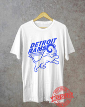 Detroit Rams Logo Blue T Shirt White Size S-5XL - £16.63 GBP+