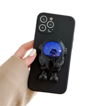Anymob iPhone Case Black Cartoon Astronaut Transparent Soft Silicone Kickstand - £21.49 GBP