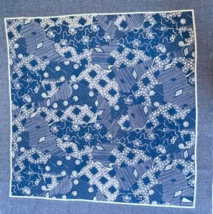 Vintage 100% Silk Scarf Happiness Made China Blue White Signed Bouchara - £17.07 GBP