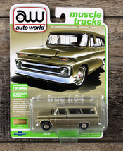 Auto World Muscle Trucks 1966 Chevy Suburban 1:64 Diecast Gold Rubber Ti... - $14.84