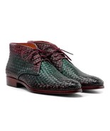 Paul Parkman Mens Shoes Boots Green Purple Chukka Leather Handmade CK82WGP - $830.18 CAD