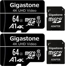 Gigastone 64GB 2-Pack Micro SD Card, 4K UHD Video, Surveillance Security Cam Mem - £16.19 GBP