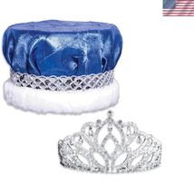 Royal Grandeur Set, Mirabella Tiara/Crushed Satin Crown/Silver Band/Fur ... - $158.38