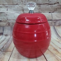 Charming Home Storage Jar/ Container with Lid Red Clear Knob Ceramic Sal... - $12.47