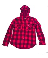 Columbia Sportswear Red &amp; Black Checked Hooded Roll Tab Sleeves Shirt - $19.79