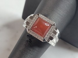 Mens Estate Sterling Silver Carnelian Ring 9.7g E6125 - £55.53 GBP