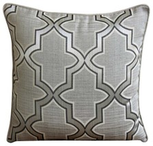 Lattice Trellis 16&quot;x16&quot; Cotton Blend Gray Decorative Pillow Cover, Gray Trellis - £23.13 GBP+