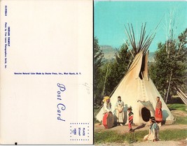 USA Native American Family by Teepee Headdress Vintage Postcard - £7.49 GBP