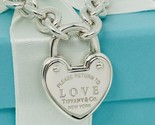 18&quot; Please Return to Tiffany Love Heart Charm Pendant Padlock Lock Rolo ... - $775.00