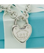 18&quot; Please Return to Tiffany Love Heart Charm Pendant Padlock Lock Rolo ... - £617.67 GBP