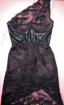 Victoria&#39;s Secret high-neck 34DD Corset Bra Set+M Dress Black Faux Leather Lace - £175.04 GBP