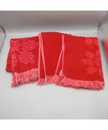 Vtg Cannon Royal Family Bath Towel &amp; 2 Hand Towels Set Red Fringe Boho C... - $44.38 CAD