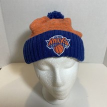 New York Knicks Knit Beanie Hat Variegated Orange Blue Pom Tag Fleece In... - £14.10 GBP