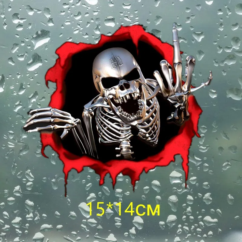 3D Car Electric Reflective Metal Skull Car Sticker Horror Funny Skull Stickers - £9.76 GBP
