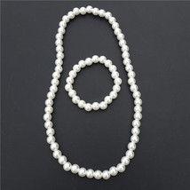Children Handmade Plastic White Pearl Beads Jewelry Set Necklace &amp; Bracelet For  - £8.64 GBP