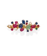 18k or Jaune Sculpté Pierre Précieuse et Diamant Cravate Pince 1-1/2 &quot; 8... - $3,777.81