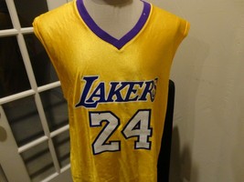 Los Angeles Lakers #24 KOBE BRYANT NBA Basketball Screen Polyester Jersey Men L  - £55.68 GBP