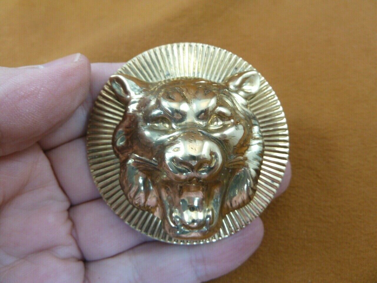 (B-PAN-3)  Panther head cat roaring I love Panthers wild cat round pin p... - $21.49