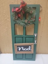 Wooden Christmas Door with Wreath Hanging Door Decor 20&quot;x10&quot;x3&quot; Noel Sign - £16.69 GBP
