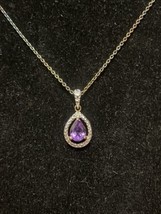 Ross Simons Purple Gem Pendant Necklace Gold Plated Sterling Silver 925 CV JD - £15.81 GBP