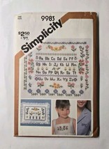 Simplicity Pattern 9983 Cross Stitch Transfers Alphabet Flowers Uncut - £7.01 GBP