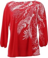 Susan Graver Liquid Knit Tunic with Blouson Sleeve (Coral, Large) A397777 - £18.37 GBP