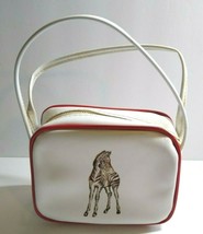 Childs Zebra Handbag Vinyl Strap Purse Bag Vintage NOS White Red Retro Fashion - £23.94 GBP