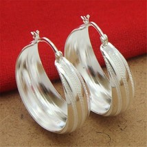 925 Silver Earrings Fashion Striped Car Flower Earrings 3.5CM For Women'S Weddin - $13.14