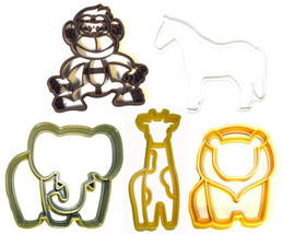 Zoo Animals Animal Park Safari Menagerie Set Of 5 Cookie Cutters USA PR1171 - £9.76 GBP