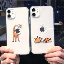 Cute Cartoon Animal Giraffe Transparent Case For iPhone 13 Pro Max 12 Mini 11 X  - £6.60 GBP+
