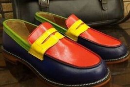 Handmade Men Multi Color Formal Shoes, Spectator Shoes, Men leather dres... - $159.99
