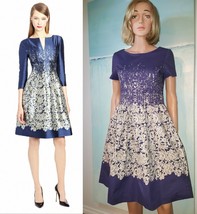 $2,400 Oscar De La Renta P15 Gorgeous Ivory Blue Lace Print Runway Dress Us 8 - £312.85 GBP