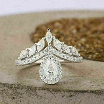 2.45 Ct Pear Diamond Ring,Engagement Ring,Wedding Ring,Princess Ring,Silver Ring - £77.40 GBP