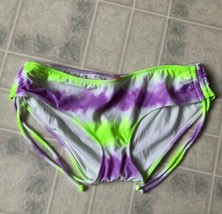 Nwot Victorias Secret Neon green and purple Side Ruched Hipster Bikini Bottom M - £21.47 GBP